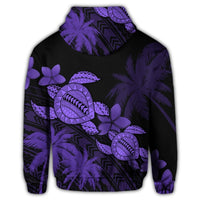 Hawaii Turtle Plumeria Coconut Tree Polynesian Zip Hoodie Purple - Wonder Print Shop