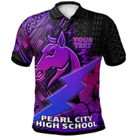 Custom Hawaii Polo Shirt Pearl City High School Horse and Thunder Hibiscus Polynesian LT10 - Wonder Print Shop