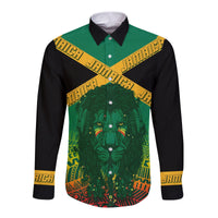 Jamaica Personalised Long Sleeves Button Shirt Rastafari Lion Mix Kente - Wonder Print Shop