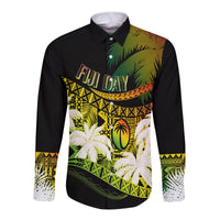 Personalised Fiji Day Long Sleeves Button Shirt Flying Fijians Masi Kesa Style - Reggae - Wonder Print Shop