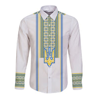 Ukraine Folk Patterns Long Sleeves Button Shirt Unity Day - White - Wonder Print Shop