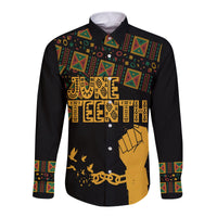 Juneteenth Tribal Pattern Long Sleeves Button Shirt Freedom Day - Wonder Print Shop