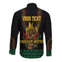 Juneteenth Dashiki Personalised Long Sleeves Button Shirt Freedom United - Pan - African Flag - Wonder Print Shop
