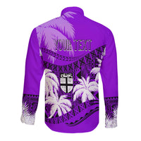 Personalised Fiji Day Long Sleeves Button Shirt Flying Fijians Masi Kesa Style - Violet - Wonder Print Shop