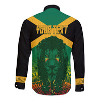 Jamaica Personalised Long Sleeves Button Shirt Rastafari Lion Mix Kente - Wonder Print Shop