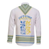 Ukraine Folk Patterns Long Sleeves Button Shirt Unity Day - White - Wonder Print Shop