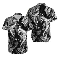 Hawaii Summer Colorful Shark Matching Hawaiian Shirt And Dress Gray LT6 - Wonder Print Shop