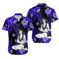 Hawaii Summer Colorful Hula Girl Matching Hawaiian Shirt And Dress Dark Blue LT6 - Wonder Print Shop