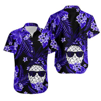 Hawaii Summer Colorful Pineapple Matching Hawaiian Shirt And Dress Dark Blue LT6 - Wonder Print Shop