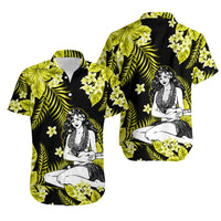 Hawaii Summer Colorful Hula Girl Matching Hawaiian Shirt And Dress Yellow LT6 - Wonder Print Shop