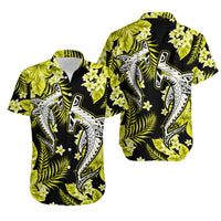 Hawaii Summer Colorful Shark Matching Hawaiian Shirt And Dress Yellow LT6 - Wonder Print Shop