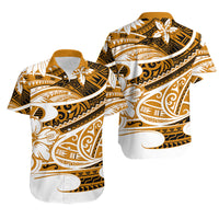 Polynesian Tribal Matching Hawaiian Shirt And Dress Gold LT6 - Wonder Print Shop
