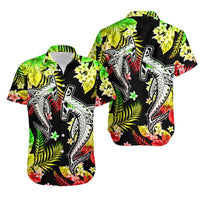 Hawaii Summer Colorful Shark Matching Hawaiian Shirt And Dress Reggage LT6 - Wonder Print Shop