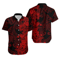 Hawaii Flowers Mix Tribal Pattern Matching Hawaiian Shirt And Dress Red LT6 - Wonder Print Shop