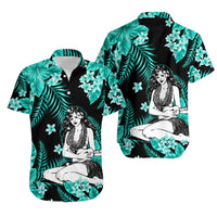 Hawaii Summer Colorful Hula Girl Matching Hawaiian Shirt And Dress Turquesa LT6 - Wonder Print Shop