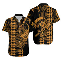 Hawaii Polynesian Warrior Kakau Matching Hawaiian Shirt And DressGold LT6 - Wonder Print Shop