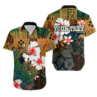 Hawaiian button-up shirt with multicolor shark and tropical flower print, short sleeve