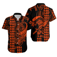 Hawaii Polynesian Warrior Kakau Matching Hawaiian Shirt And DressOrange LT6 - Wonder Print Shop