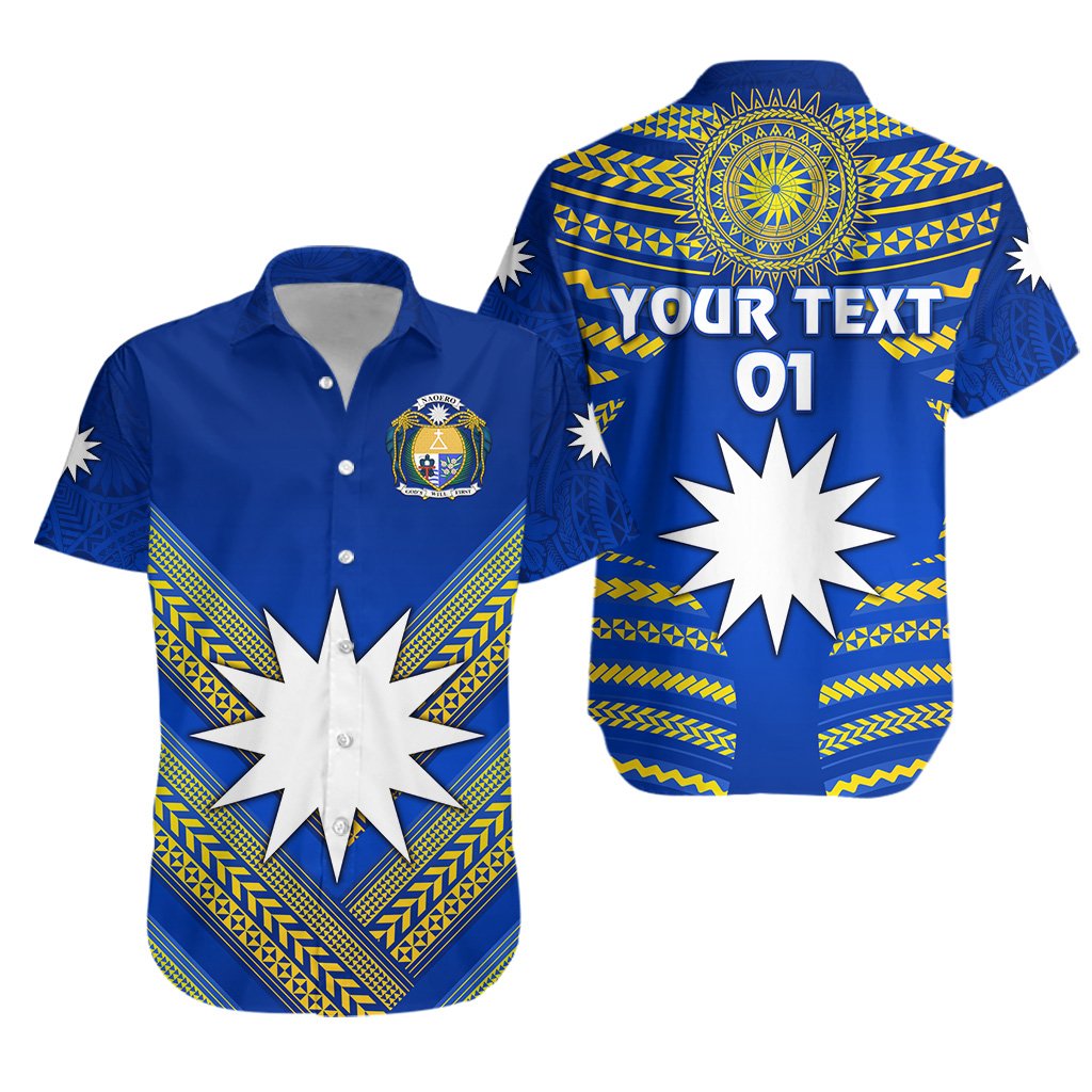 custom-personalised-nauru-polynesian-flag-hawaiian-shirt-creative-style-blue-custom-text-and-number