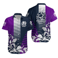 Scotland Rugby Hawaiian Shirt Scottish Thistle Simple Style Navy Purple LT8 - Wonder Print Shop