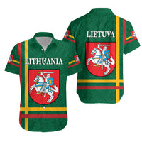Lithuania Hawaiian Shirt Coat Of Arms Lietuva Flag Style - Green LT8 - Wonder Print Shop