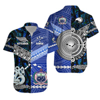 Samoa New Zealand Matching Hawaiian Outfits For Couples Polynesian Maori Matching Hawaiian Shirt And Dress Blue LT8 - Wonder Print Shop