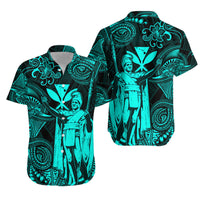 Hawaii King Kamehameha Map Polynesian Matching Hawaiian Outfits For Couples Kanaka Maoli Unique Style - Turquoise LT8 - Wonder Print Shop