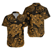 Hawaii Turtle Polynesian Matching Hawaiian Outfits For Couples Plumeria Flower Unique Style - Gold LT8 - Wonder Print Shop