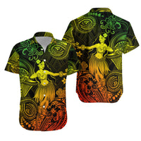 Polynesian Matching Hawaiian Outfits For Couples Hawaii Hula Matching Hawaiian Shirt And Dress Unique Style - Reggae LT8 - Wonder Print Shop