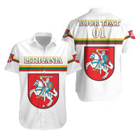(Custom Personalised) Lithuania Hawaiian Shirt Coat Of Arms Lietuva Flag Style - White LT8 - Wonder Print Shop