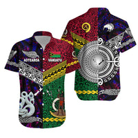 Vanuatu and New Zealand Hawaiian Shirt Together Purple LT8 - Wonder Print Shop