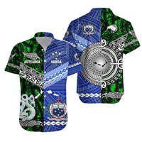 Samoa New Zealand Matching Hawaiian Outfits For Couples Polynesian Maori Matching Hawaiian Shirt And Dress Green LT8 - Wonder Print Shop