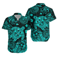 Hawaii Turtle Polynesian Hawaiian Shirt Plumeria Flower Unique Style - Turquoise LT8 - Wonder Print Shop