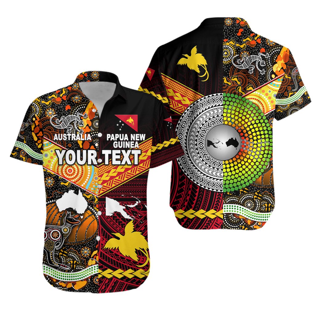 custom-personalised-papua-new-guinea-and-australia-aboriginal-hawaiian-shirt-together