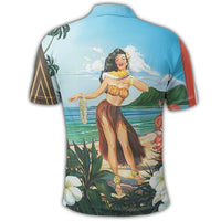 Hawaiian Hibiscus Aloha Hula Girl Dance On The Beach Polo Shirt - Wonder Print Shop