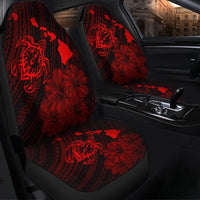 Hawaiian Hibiscus Sea Turtle Swim Polynesian Car Seat Covers - Red - Wonder Print Shop