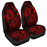 Hawaiian Hibiscus Sea Turtle Swim Polynesian Car Seat Covers - Red - Wonder Print Shop