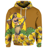 Custom Hawaiian Hula Girl Monstera Hibiscus Polynesian Hoodie - Wonder Print Shop