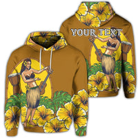 Custom Hawaiian Hula Girl Monstera Hibiscus Polynesian Hoodie - Wonder Print Shop
