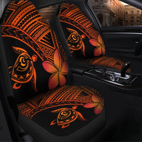 Hawaiian Turtle Plumeria Kakau Polynesian Quilt Car Seat Covers Neo Orange - Wonder Print Shop