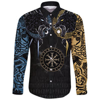 Viking Long Sleeve Button Shirt Hati and Skoll Tattoo RLT12 - Wonder Print Shop