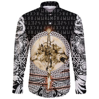 Viking Long Sleeve Button Shirt Wolf and Vikings Tattoo 3D RLT12 - Wonder Print Shop
