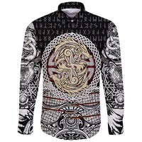 Viking Long Sleeve Button Shirt Fenrir Vikings Tattoo 3D RLT12 - Wonder Print Shop