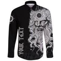 Custom) Viking Long Sleeve Button Shirt - Njord Vegvisir RLT12 - Wonder Print Shop