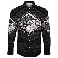 Vikings Long Sleeve Button Shirt The Wolves, Skoll and Hati RLT12 - Wonder Print Shop