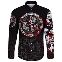 Viking Long Sleeve Button Shirt Fierce Blood Wolf Symbol Of A Viking Nordic RLT12 - Wonder Print Shop