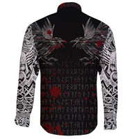 Viking Long Sleeve Button Shirt Odin Huginn and Muninn Rune Blood RLT12 - Wonder Print Shop