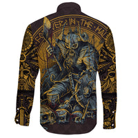 Viking Long Sleeve Button Shirt Warrior Viking Shield Skull RLT12 - Wonder Print Shop