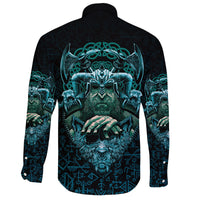 Viking Long Sleeve Button Shirt Odin With Fenrir RLT12 - Wonder Print Shop