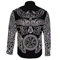 Viking Long Sleeve Button Shirt Raven and Wolf RLT12 - Wonder Print Shop